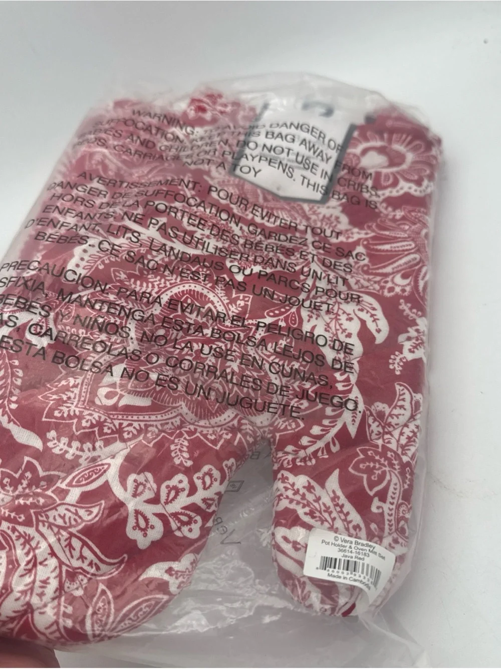VERA BRADLEY Java Red paisley Pot Holder & Oven Mitt 2 Piece Set NWT